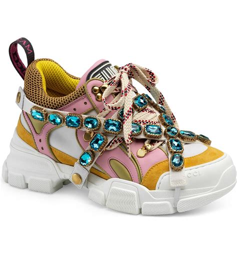 bedazzled gucci sneakers|Gucci jeweled striped sneakers.